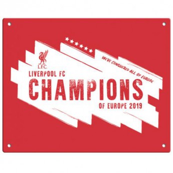 FC Liverpool zidni natpis Champions Of Europe Metal Sign