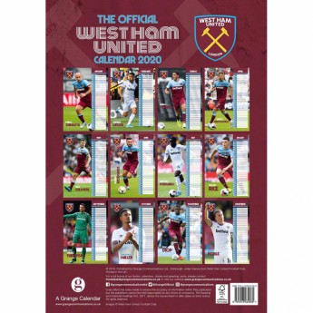 West Ham United kalendar 2020 Team A3