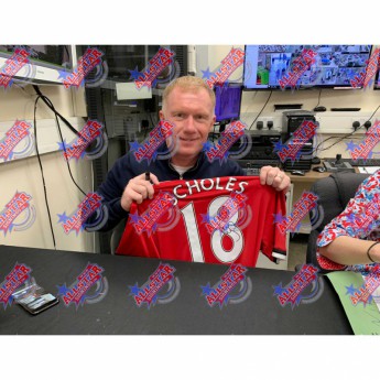 Legende uokvireni dres Manchester United FC Scholes 2017-2018 Signed Shirt (Framed)