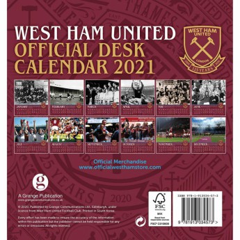 West Ham United stolni kalendar 2021