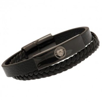Manchester City kožna narukvica Black IP Leather Bracelet