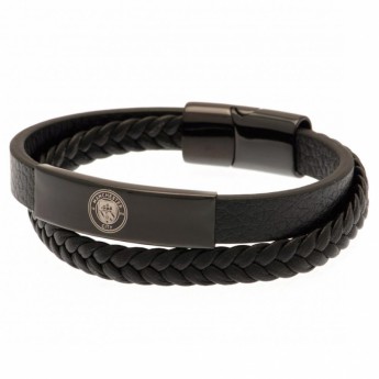 Manchester City kožna narukvica Black IP Leather Bracelet