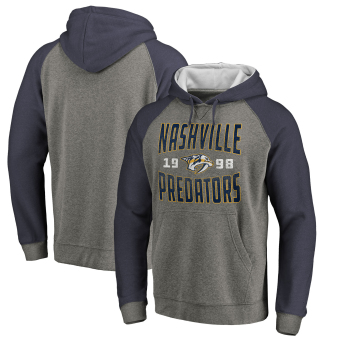 Nashville Predators muška majica s kapuljačom grey Timeless Collection Antique Stack Tri-Blend Raglan