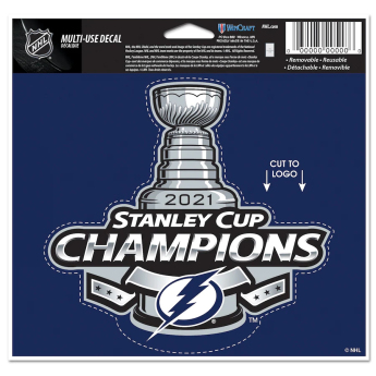 Tampa Bay Lightning naljepnica 2021 Stanley Cup Champions 4´´ x 6´´ Cut-to-Logo Multi-Use Decal
