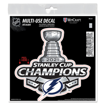 Tampa Bay Lightning naljepnica 2021 Stanley Cup Champions 6´´ x 6´´ Repositionable Decal