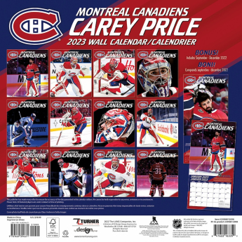 Montreal Canadiens kalendar Carey Price #31 2023 Wall Calendar