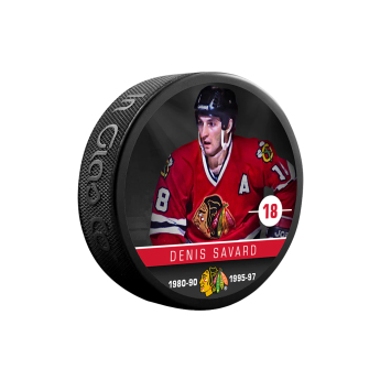 Chicago Blackhawks pak Denis Savard #18 Souvenir Collector Hockey Puck
