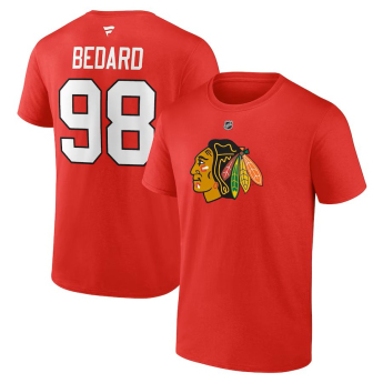 Chicago Blackhawks muška majica Connor Bedard #98 Draft 2023 Stack Logo Name & Number Red