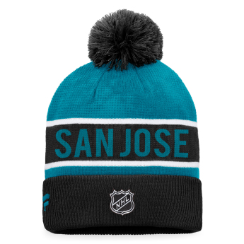 San Jose Sharks zimske kape Authentic Pro Game & Train Cuffed Pom Knit Black-Active Blue