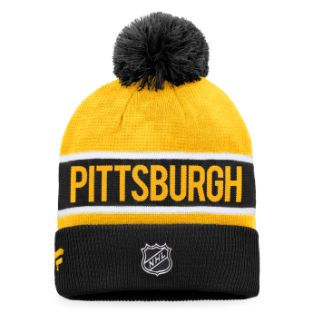 Pittsburgh Penguins zimske kape Authentic Pro Game & Train Cuffed Pom Knit Black-Yellow Gold