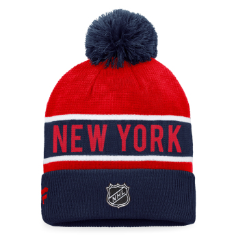 New York Rangers zimske kape Authentic Pro Game & Train Cuffed Pom Knit Deep Royal-Athletic Red