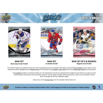 NHL boxovi NHL hokejske karte 2023-24 Upper Deck MVP Hockey Hobby Box