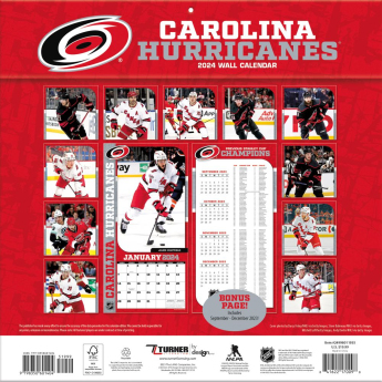 Carolina Hurricanes kalendar 2024 Wall Calendar
