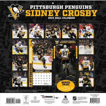 Pittsburgh Penguins kalendar Sidney Crosby #87 2024 Wall Calendar