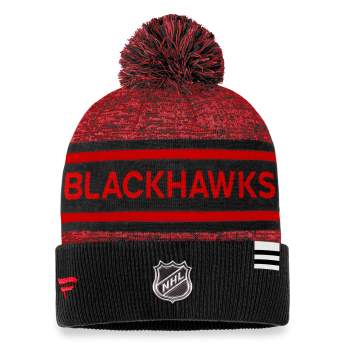 Chicago Blackhawks zimske kape Authentic Pro Rink Heathered Cuffed Pom Knit