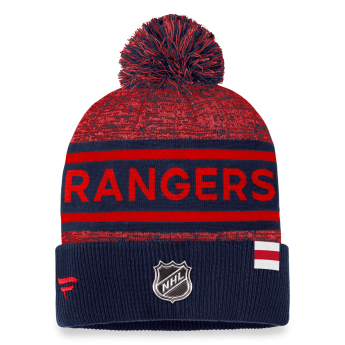 New York Rangers zimske kape Authentic Pro Rink Heathered Cuffed Pom Knit