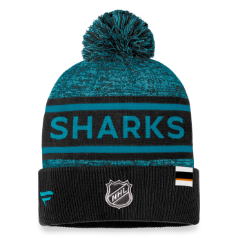 San Jose Sharks zimske kape Authentic Pro Rink Heathered Cuffed Pom Knit