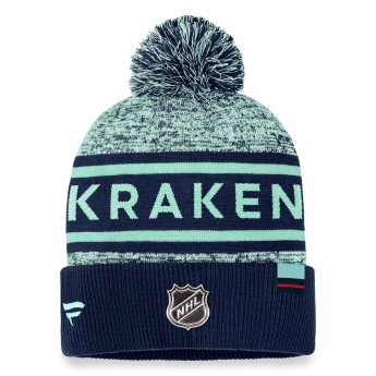 Seattle Kraken zimske kape Authentic Pro Rink Heathered Cuffed Pom Knit