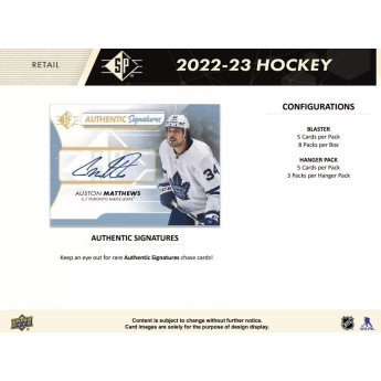 NHL boxovi NHL hokejske karte 2022-23 Upper Deck SP Hockey Blaster Box