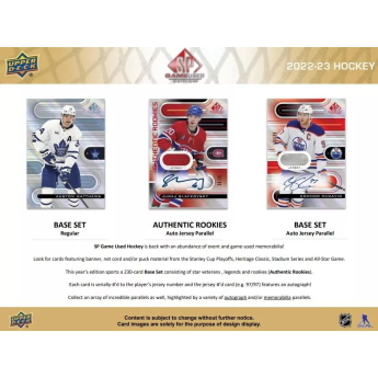 NHL boxovi NHL hokejske karte 2022-23 Upper Deck SP Game Used Hobby Box