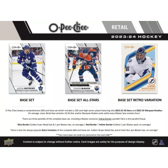 NHL boxovi NHL hokejske karte 2023-24 Upper Deck O-Pee-Chee Blaster Box