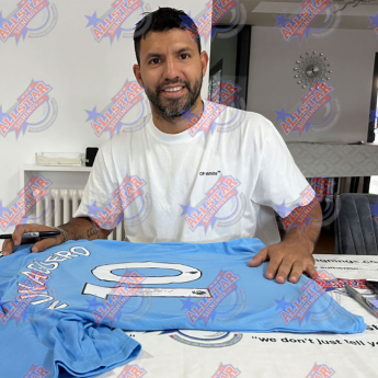 Legende nogometni dres Manchester City FC 2019-2020 Aguero Signed Shirt