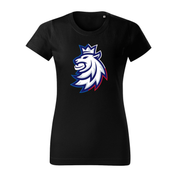 Hokejové reprezentace dámské tričko Czech republic Tricolour logo black