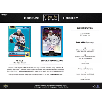 NHL boxovi NHL hokejske karte 2022-23 Upper Deck O-Pee-Chee Platinum Hobby Box