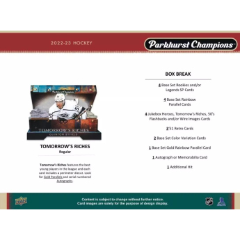 NHL boxovi NHL hokejske karte 2022-23 Upper Deck Parkhurst Champions Hockey Hobby Box