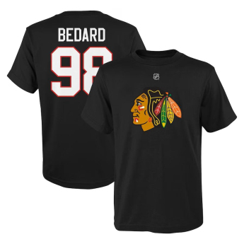 Chicago Blackhawks dječja majica Connor Bedard #98 Player Name & Number Black