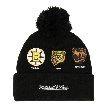 Boston Bruins zimske kape 100th Anniversary Collection Timeline Cuffed Knit Hat with Pom - Black