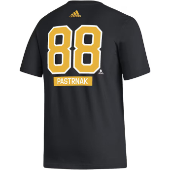 Boston Bruins muška majica #88 David Pastrňák adidas Fresh Name & Number black