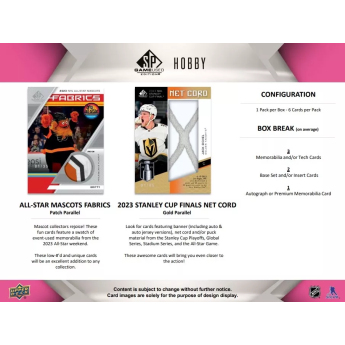 NHL boxovi NHL hokejske karte 2023-24 Upper Deck SP Game Used Hobby Box