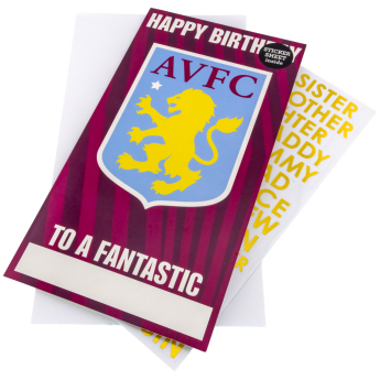 Aston Villa rođendanska čestitka s naljepnicama Personalised Birthday Card