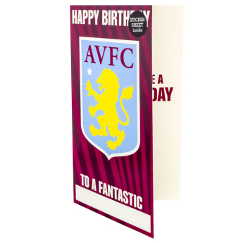 Aston Villa rođendanska čestitka s naljepnicama Personalised Birthday Card