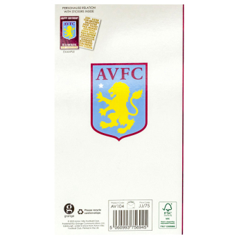 Aston Villa rođendanska čestitka s naljepnicama Personalised Birthday Card