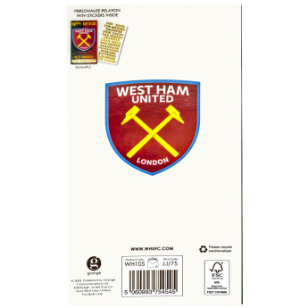 West Ham United rođendanska čestitka Personalised Birthday Card