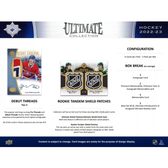 NHL boxovi NHL hokejske karte 2022-23 Upper Deck Ultimate Hobby Box
