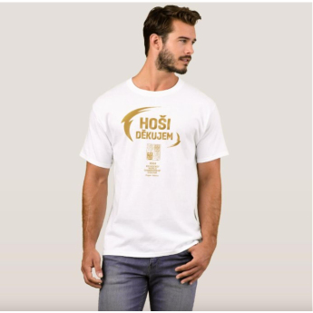 Hokejaške reprezentacije muška majica HOŠI DĚKUJEM Ice Hockey World Championship Czechia MS 2024 GOLD EDITION White