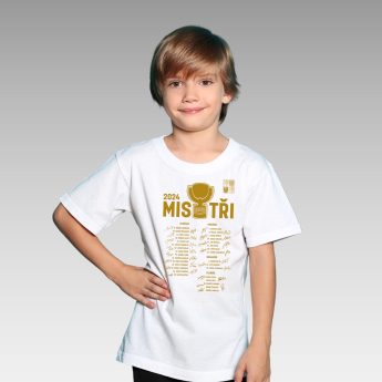 Hokejaške reprezentacije dječja majica MISTŘI Ice Hockey World Championship Czechia MS 2024 GOLD EDITION White