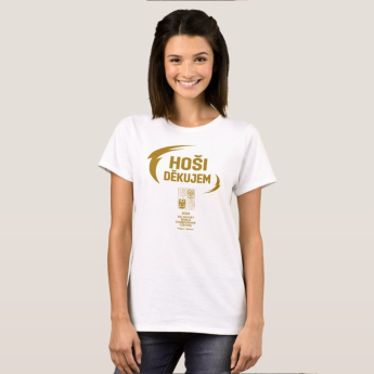 Hokejaške reprezentacije ženska majica HOŠI DĚKUJEM Ice Hockey World Championship Czechia MS 2024 GOLD EDITION White