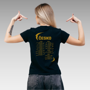 Hokejaške reprezentacije ženska majica Ice Hockey World Championship Czechia MS 2024 GOLD EDITION Black