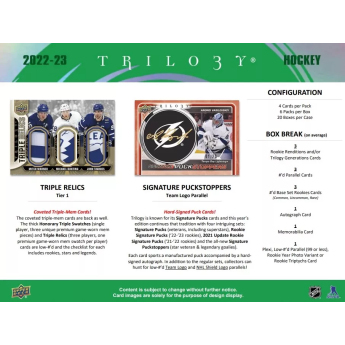 NHL boxovi NHL hokejske karte 2022-23 Upper Deck Trilogy Hobby Box