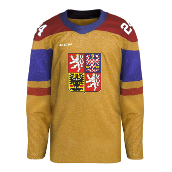Hokejaške reprezentacije hokejaški dres Dominik Kubalík #81 2024 CCM Fandres replica gold
