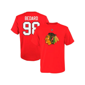 Chicago Blackhawks dječja majica Connor Bedard Chicago Blackhawks Flat Name & Number Ctn Tee