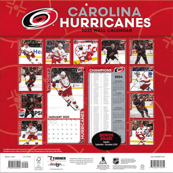 Carolina Hurricanes kalendar 2025 Wall Calendar