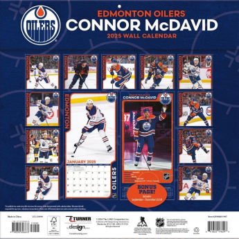 Edmonton Oilers kalendar Connor McDavid #97 2025 Wall Calendar