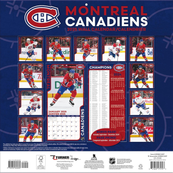 Montreal Canadiens kalendar 2025 Wall Calendar