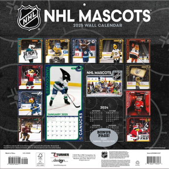 NHL proizvodi kalendar Mascots 2025 Wall Calendar