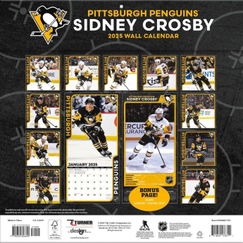 Pittsburgh Penguins kalendar Sidney Crosby #87 2025 Wall Calendar